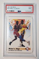 SkyBox 1991-92 #333 Michael vs. Magic Jordan Magic Johnson PSA 9!
