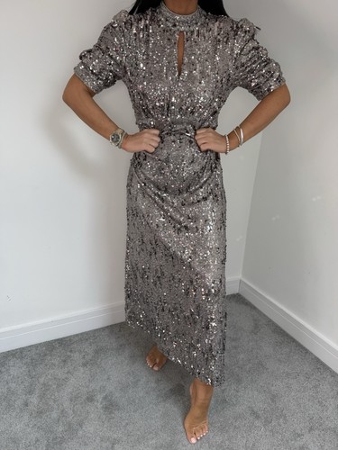 LIPSY DRESS SIZE 16 SEQUIN KEYHOLE PUFF SLEEVE UNDERBUST BRAND NEW WITH TAGS