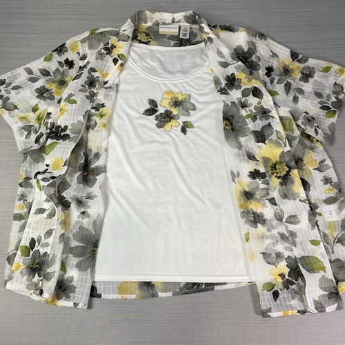 Alfred Dunner Button Up Blouse Women’s 22W White Floral Short Sleeve - Picture 5 of 11