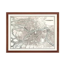 Old Map of Saint Petersburg 1893 - Vintage Russia Art Wall D