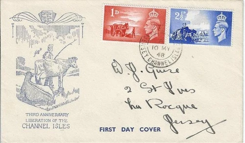 1948 Channel Islands Liberation FDC With Jersey Sub Post Office CDS Cat £35