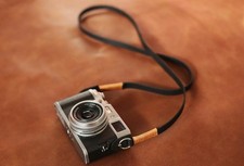 Windmup 10mm Black Leather Camera Neck Strap   Handmade Minimalist Elegance