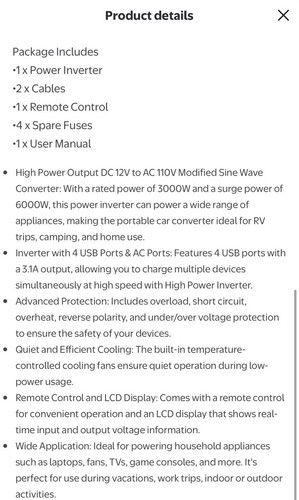 3000W 6000W Power Inverter DC 12V to AC 110V 120V Converter Car Camp 4 USB Ports - Picture 14 of 23