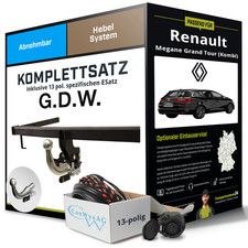 Für RENAULT Megane Grand Tour IV K9A Anhängerkupplung abnehmbar +eSatz 13pol 20-
