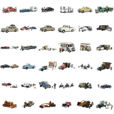 Woodland Scenics AutoScenes HO Spur   Fahrzeuge Und Figuren Diorama Sets