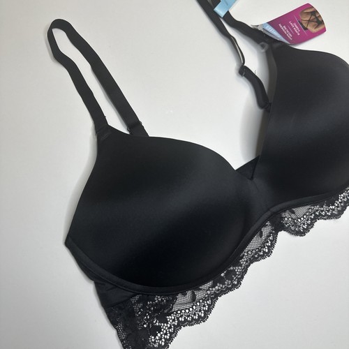 Reggiseno senza fili Maidenform DM1196 Lift leggermente imbottito pizzo donna 36C nero - Foto 3 di 8