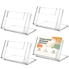 4 PCS Postcard Brochure Holder Organizer, 6.4 x 4 Inch Acrylic Postcard Displ...