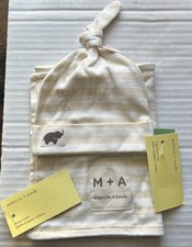 NWT Monica  Andy 100 Organic Cotton Baby Burp Cloth  Top Knot Cap  Elephant