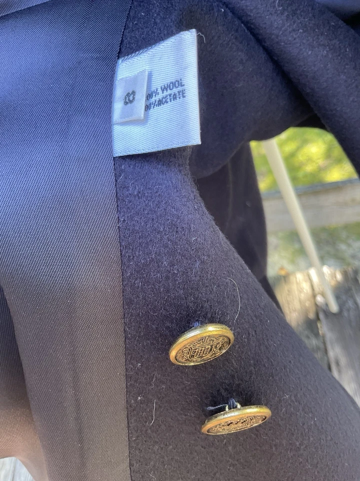 Gabardina vintage Forecaster of Boston Union azul marino 100 % lana para mujer EE. UU. 8 Foto 4 de 4