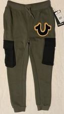 True Religion Boys Youth Jogger Sweatpants Gray Black Medium 10 12 59 NEW