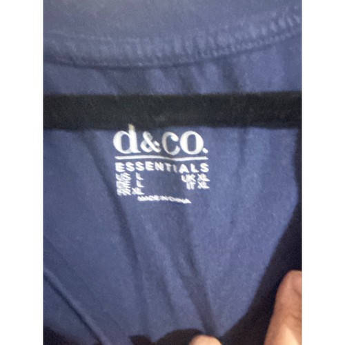 d&co Essentials Damen T-Shirt Oberteil dunkelblau V-Ausschnitt Kurzarm Größe L - Bild 4 von 7