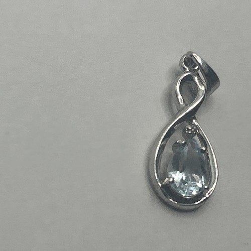 Colgante vintage de plata de ley 925 con piedra de topacio azul pera - Imagen 3 de 7