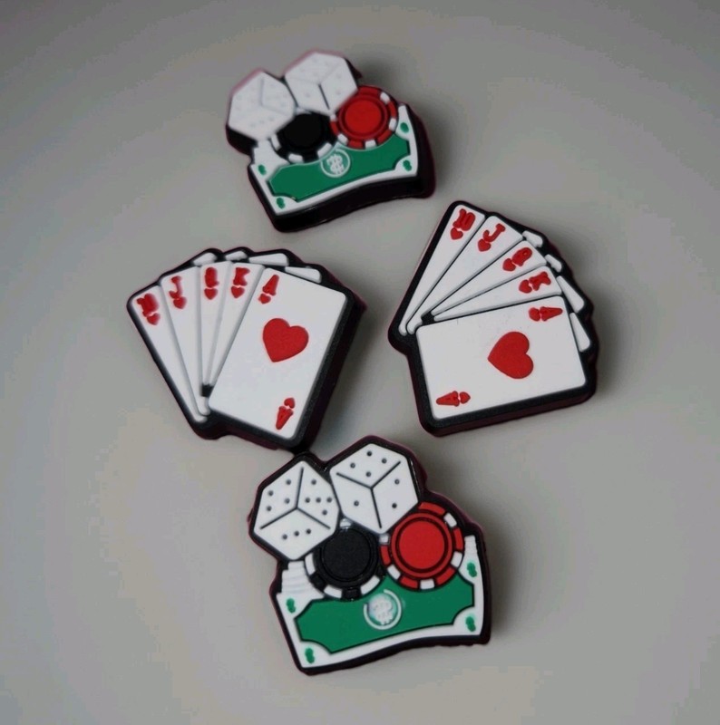Lot Of 4 Las Vegas Poker Cards Dice Shoe Charms New (#12) Gambler Must Have