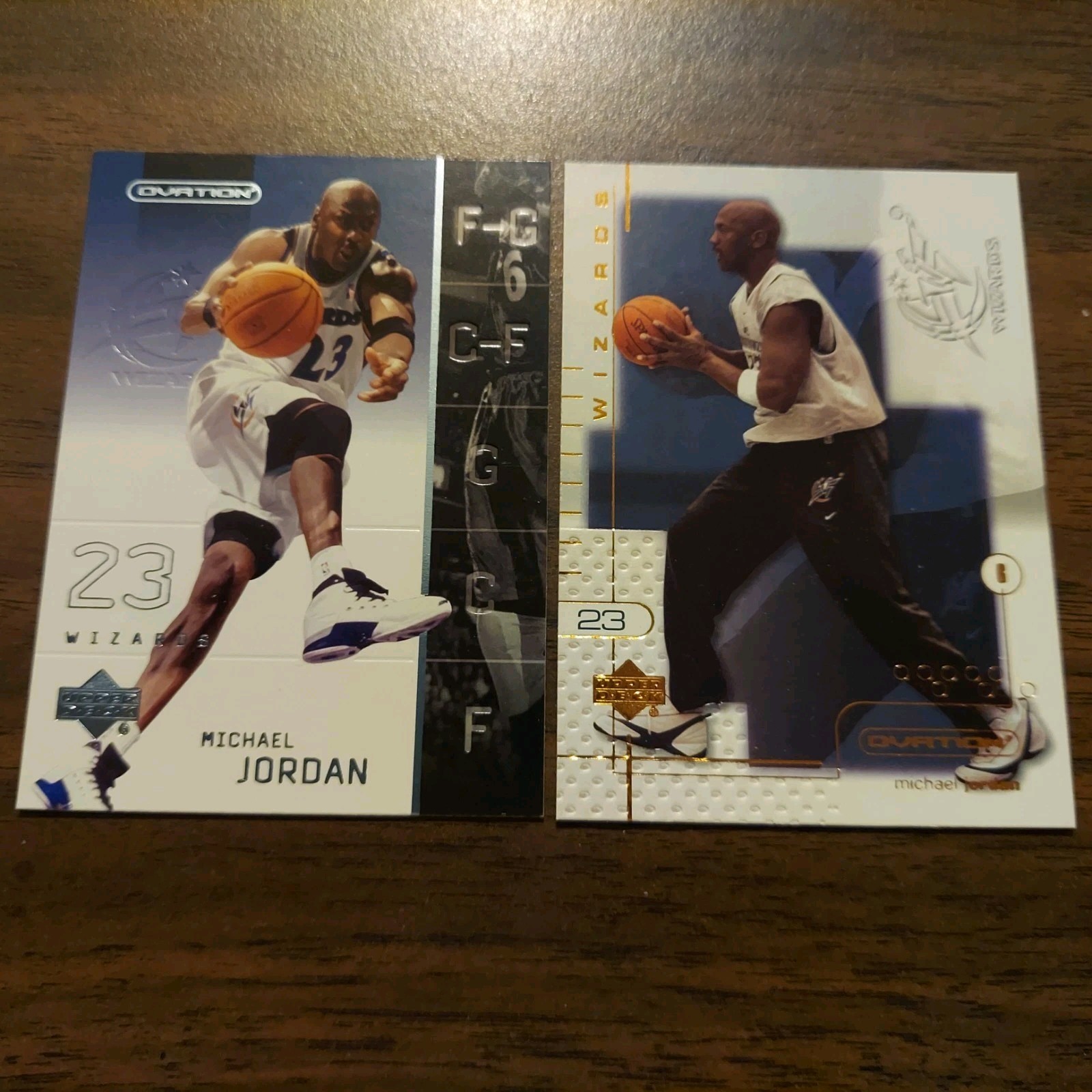 2 Michael Jordan WIZARDS 2001 Upper Deck Ovation #90 & 2002 #87 NBA Cards