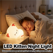 Soft Kitten Night Light LED For Kids Nursery Lights Creative Multicolor Silicone