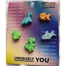 Set Of 5 Crocs Shoe Charms Cartoon Animal Dinosaurs Teddy Bear Fish Shark NEW