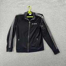 Victoria's Secret PINK Women Jacket SMALL Black Track Jacket Logo