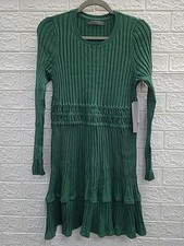 New Anthropologie Sommerset Long Sleeve Pullover Mini Dress Green Sz Med. Petite