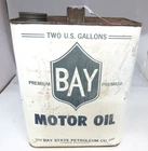 VINTAGE ADVERTISING BAY  MOTOR  OIL  2 GALLON EMPTY  TIN  D-468