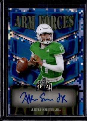 2025 Leaf Metal #AF-ASJ Akili Smith Jr. Arm Forces Lava Blue #/12