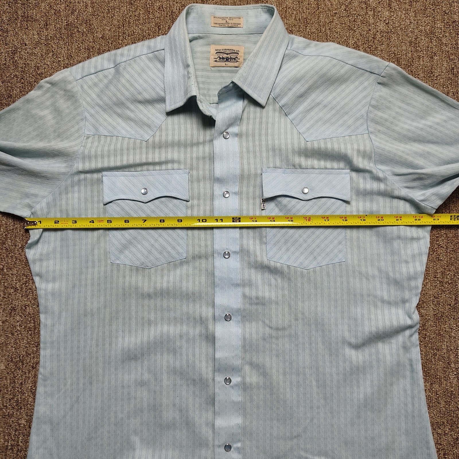 Vintage LEVI'S Shirt Men L Blue Pearl Snap Western Style Button Up 80s thumbnail 6