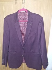 Burtons Mens Slim Fit Burgundy Suit Jacket - 42R