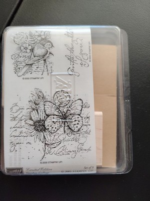 STAMPIN' UP RUBBER STAMPS UNMOUNTED SET OF 3- GARDEN COLLAGE LIMITED EDITION NEW