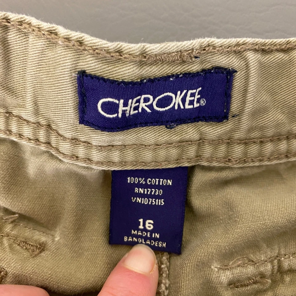 切诺基男孩工装短裤 16 码棕褐色棉混纺休闲活动坚固复古 Y2K — 第 3/4 张图片