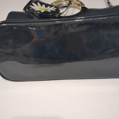 LULU Guinness Large Black Canvas & Patent Leather Crossbody Handbag - Picture 5 of 16