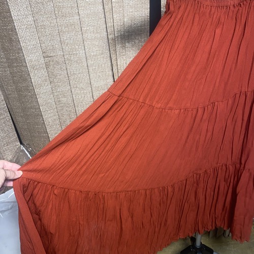 Double D Ranch Skirt Womens Small Tiered Crinkle Western Yoakum Vintage 90s Boho - Picture 3 of 5