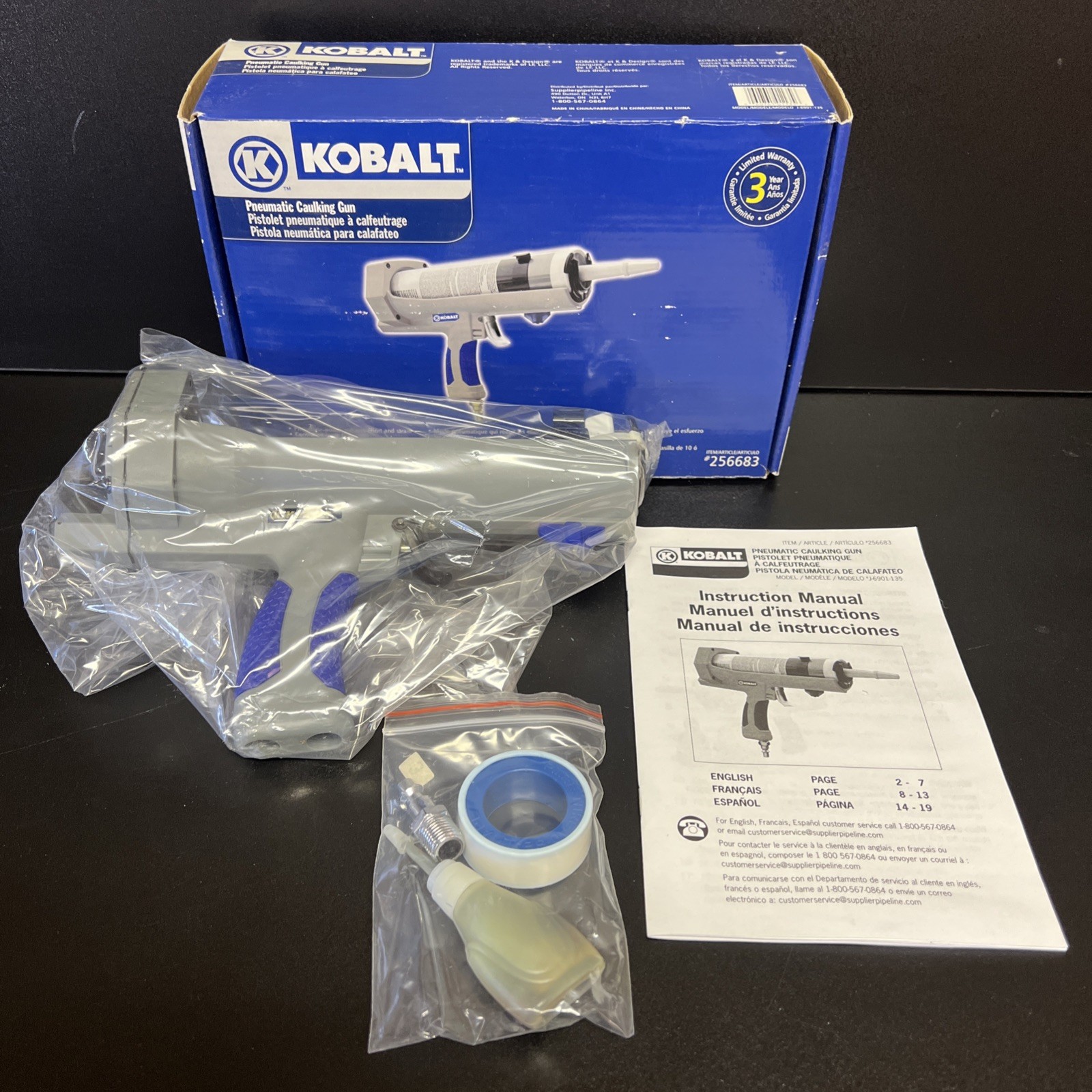 Kobalt Pneumatic Caulking Gun 256683 NEW Open Box