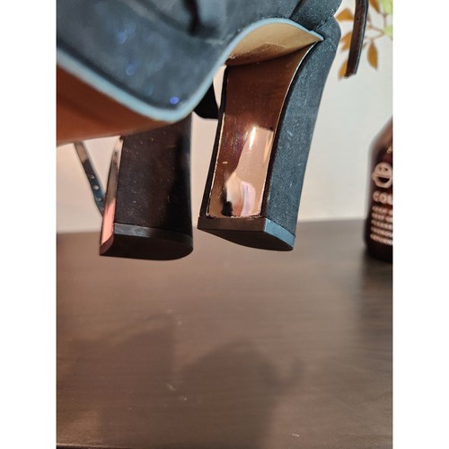 Franco sarto square black sandal Damalis Sparkle Heel 7M 4 inch open toe - Picture 7 of 7