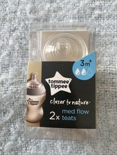 BRAND NEW Tommee Tippee Closer To Nature 2x Med Flow Teats 3m+