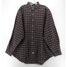 VTG Ralph Lauren Shirt Men XL Blue The Big Oxford Cloth OCBD Tartan Plaid Pony