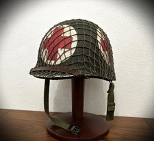 WWII US ARMY 4 PANEL M1 COMBAT MEDIC HELMET - FRONT SEAM / D-DAY / COMPLETE