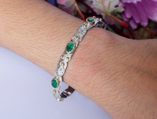 925 Sterling Silver Oval Natural Onyx Gemstone Cuff Bracelet Bangle Jewelry NEW