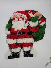Vintage Christmas Santa CLaus Latch Hook Rug Tapestry