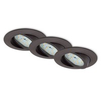 3 X Briloner Led Einbauleuchte Rund Eisengrau 3 X 6,5W Modul Schwenkbar Dimmbar