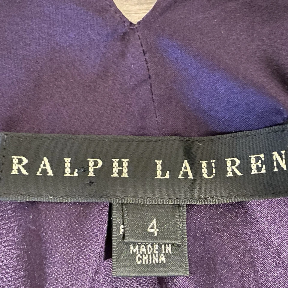 Camisa Ralph Lauren Black Label púrpura 100 % seda cachemira cuello en V/cuello halter talla 4 Foto 2 de 4