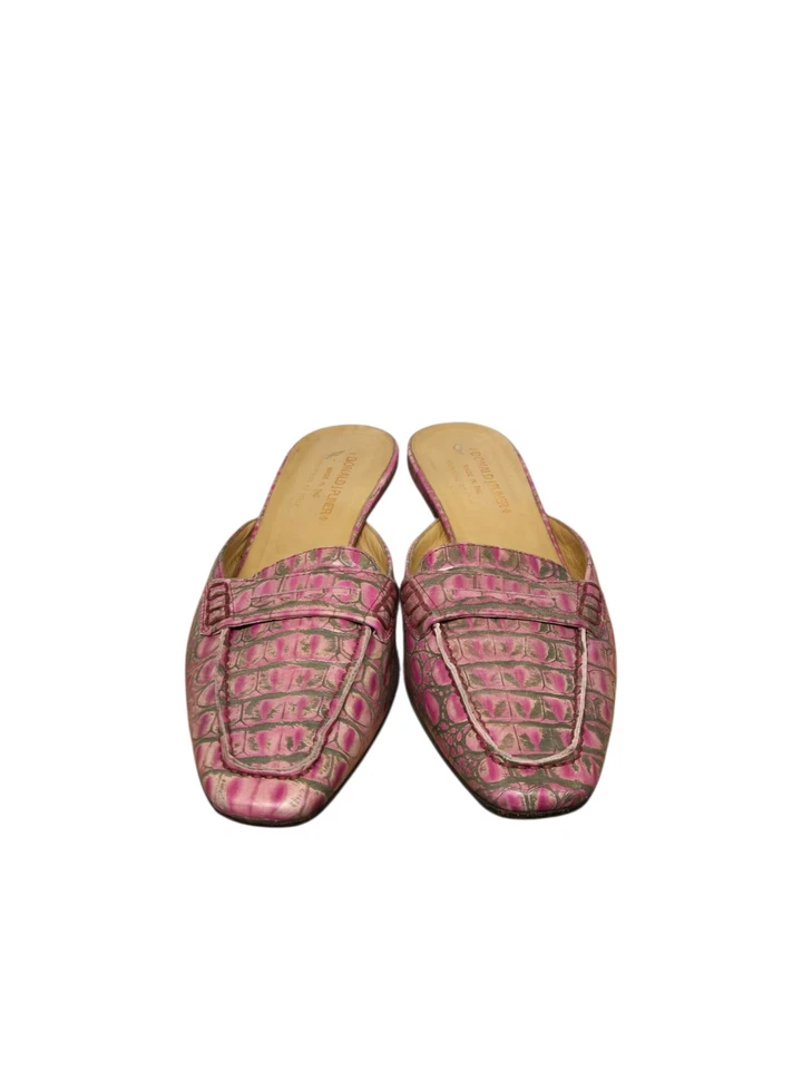 Donald Pliner 女式 7.5 N 粉色 Croc 压花中跟乐福鞋穆勒鞋 — 第 3/4 张图片