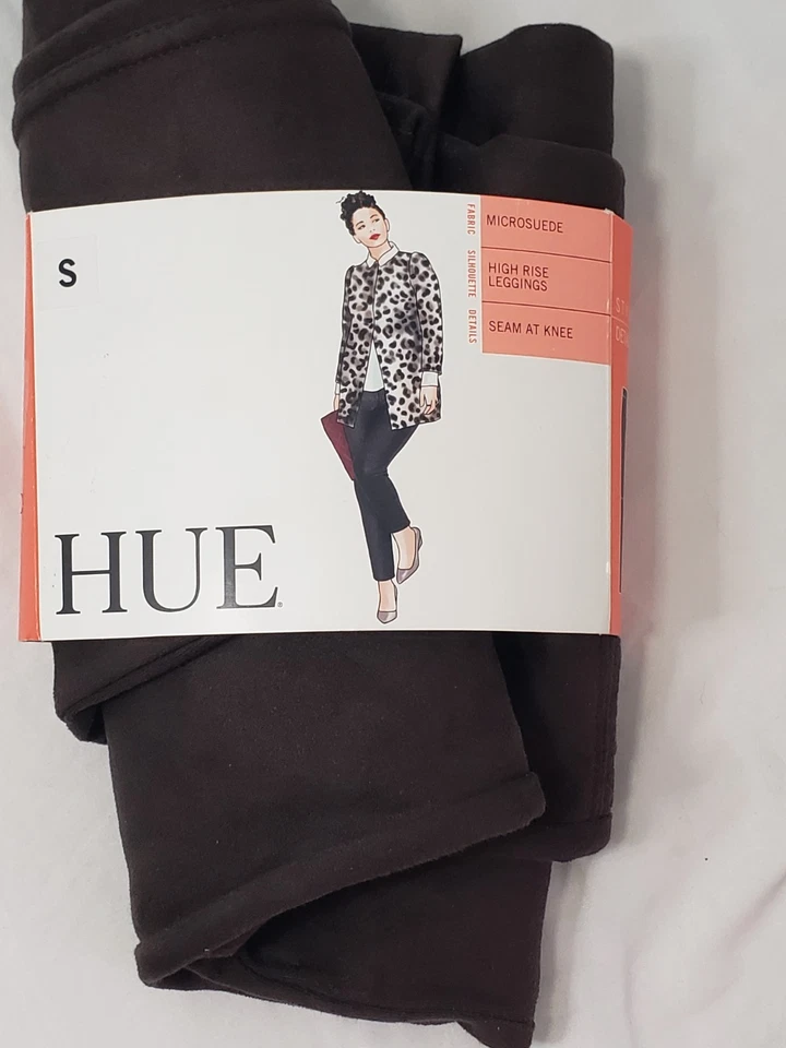 Leggings de tiro alto de microgamuza Hue para mujer, terciopelo marrón, S Foto 2 de 4