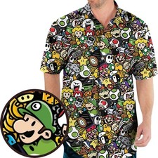 Super Mario Characters All In One Pattern Hawaiian Shirt Best Hawaiian Shirts Fo