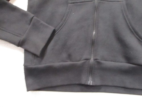 Adidas Women Jacket Large Black Hooded Fleece Drawstring Zip Pocket Cotton Blend - Picture 4 of 11