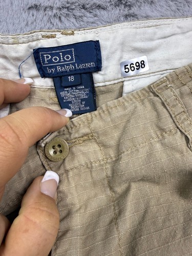 Polo Ralph Lauren Shorts Youth 18 Beige Heavy Cargo Baggy Outdoor Casual - Picture 2 of 6
