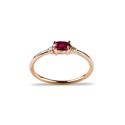 Natural Garnet Gemstone Baguette Stone Ring Gift For Girlfriend 925 Pure Silver