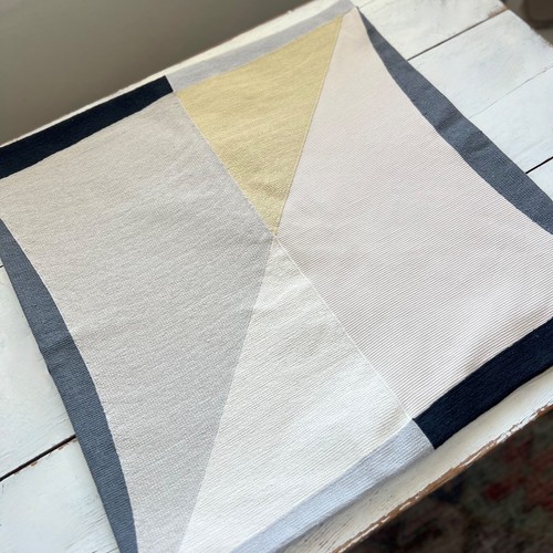 West Elm Quadrant Color Block Pillow Cover 24" Neutral Texture Geo Crewel - Picture 3 of 9