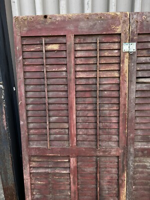 pair c1890 double wide panel louvered Victorian house window