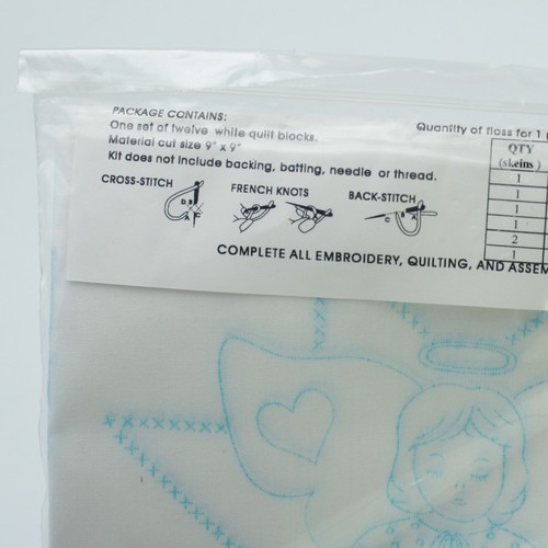 Angel 9" Quilt Blocks & Floss Jack Dempsey Needle Art Stamped Fabric Item 733 - Picture 3 of 6