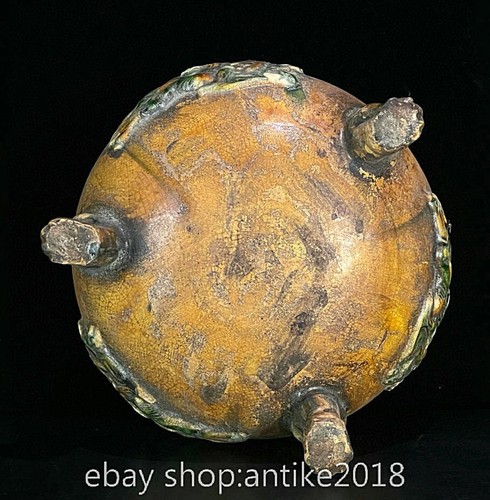 6.4" Liao Sancai Porcelain Gild Kylin Qinlin 3 Leg Incense Burner - Picture 9 of 9
