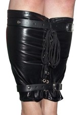 BDSM Bondage Leder PVC  Waden Fuß Fesseln Fußfesseln Beinfessel schwarz